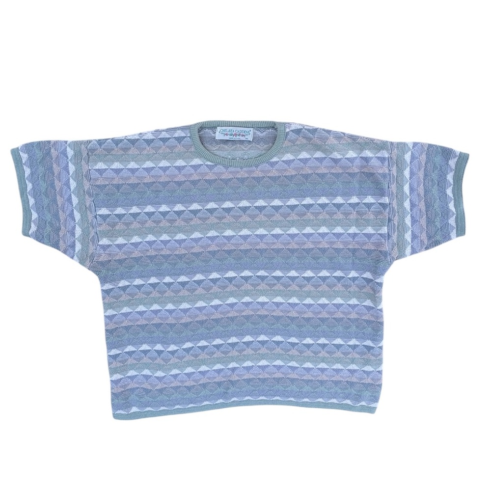 Vtg 90s Chelsea Gardens Knit Short Sleeve Sweater Women's XL Pullover Grannycore
